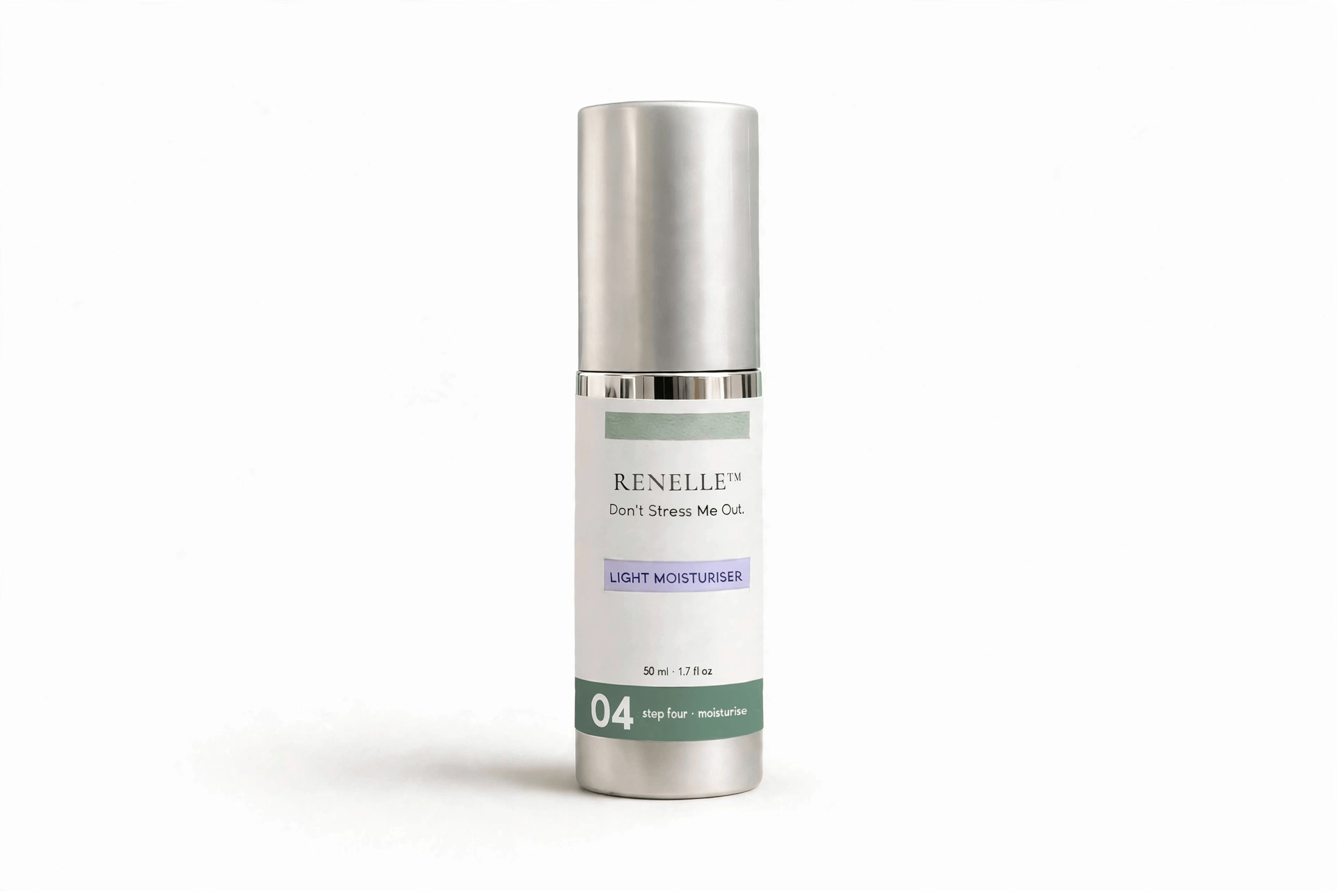 Renelle Light Moisturiser, 50ml airless pump bottle, step four of the DSMO routine